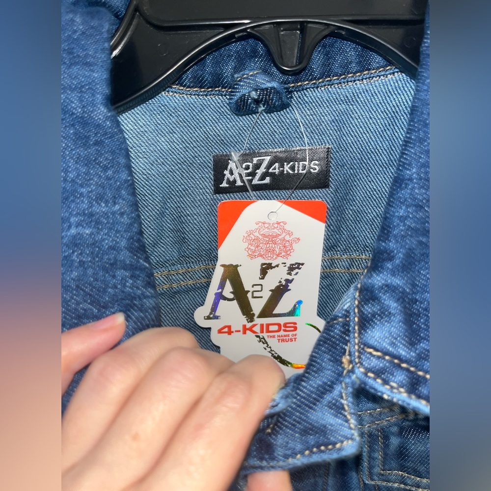 AToZ4Kids size 7/8 blue jean button up sleeveless vest nwt medium wash denim - Picture 3 of 5